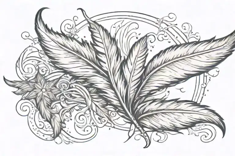 Left Chest Feather With Star In The Middle