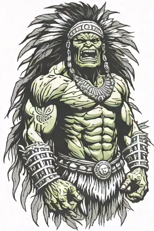 Native American Chief Hulk Monster Roaring