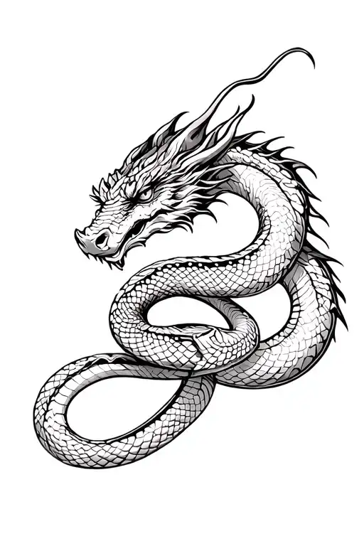 Snake And Dragon Intertwined Tattoo Design