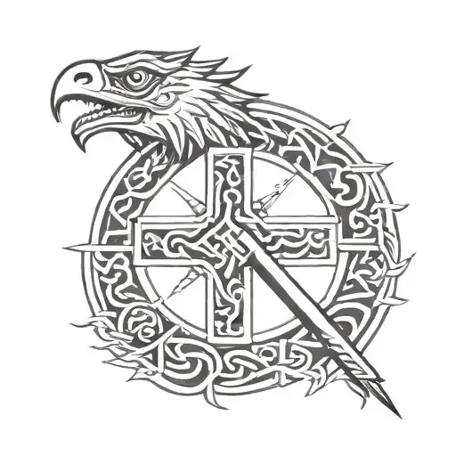 Cross With Quetzalcoatl Making A Circle