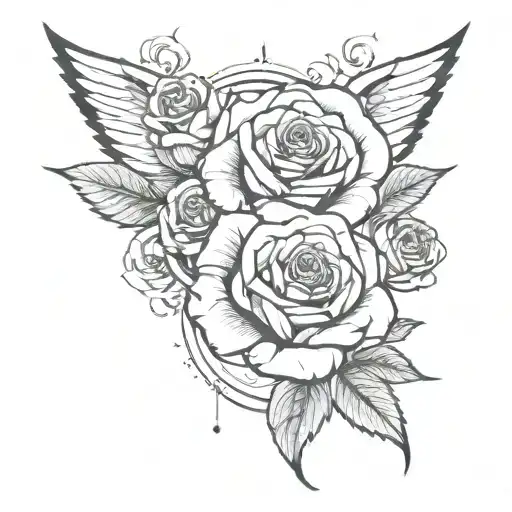 Roses With Necklace Wrapping Around Wing And Roses In Background Juuu