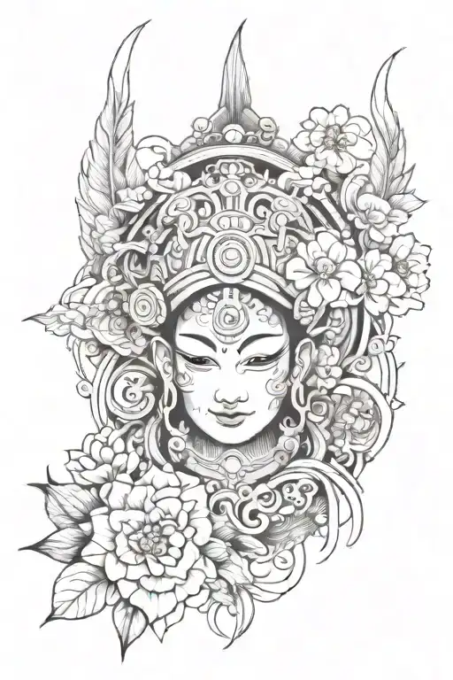 Japanese Traditional Style Tattoo With Mix Of Indian Style For Full Sleeve