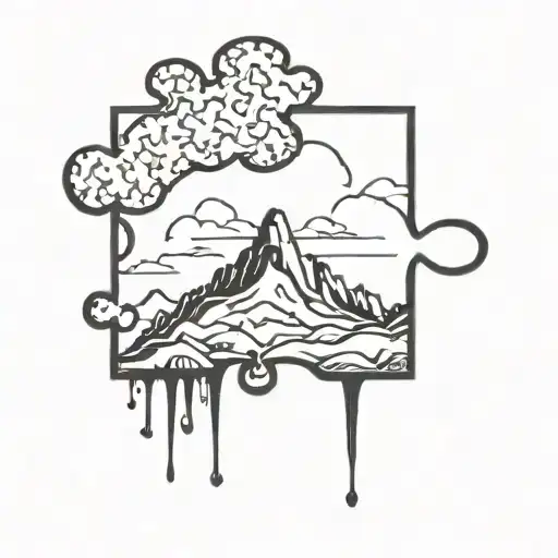A Montain With Cloud In A Puzzle Piece