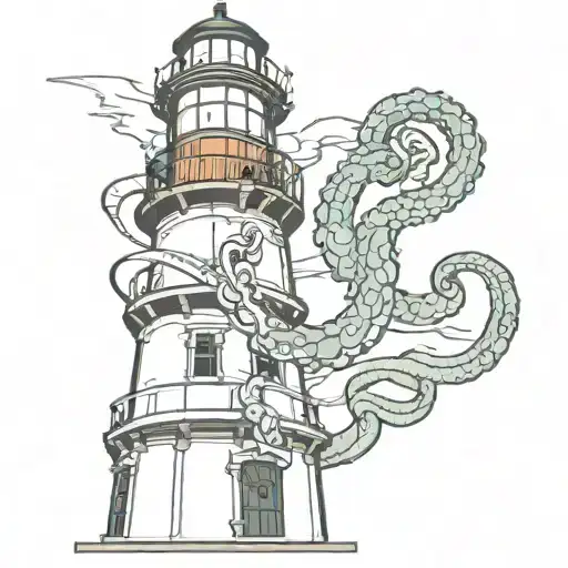 Lighthouse With Kraken Tentacle Wrapped
