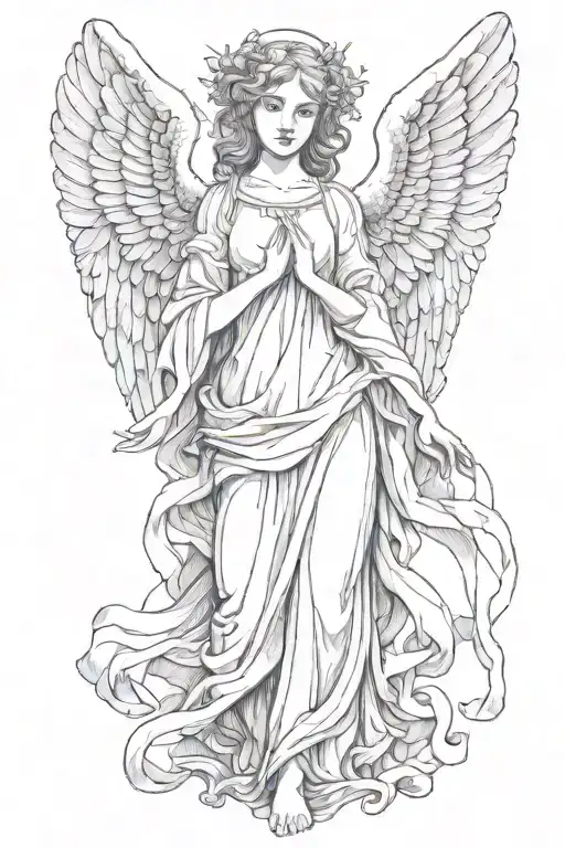 Drawed Angel With Wings