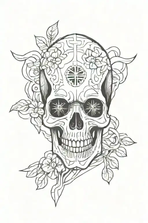 Skull And Japanese Writing