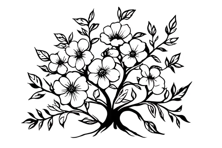 Flowers With Tree Growing