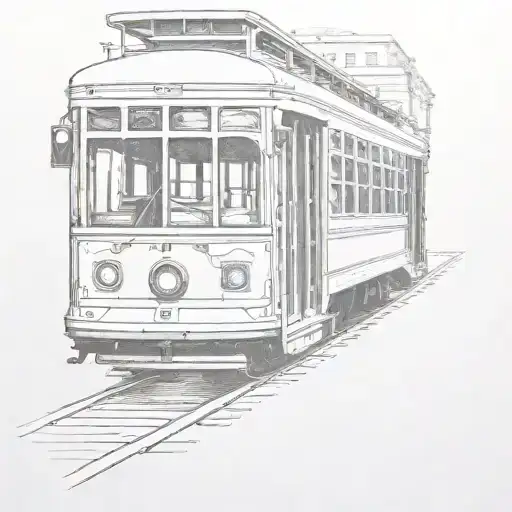 Simple New Orleans Streetcar Tattoo Stencil