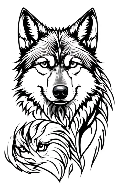 An Auila And A Wolf