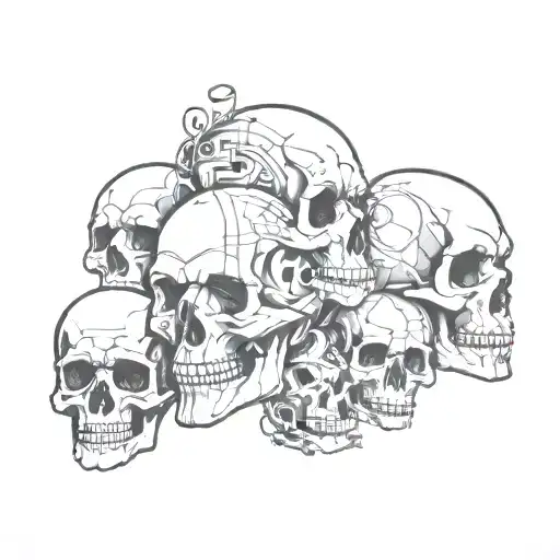 Skull Collage Tattoo Design