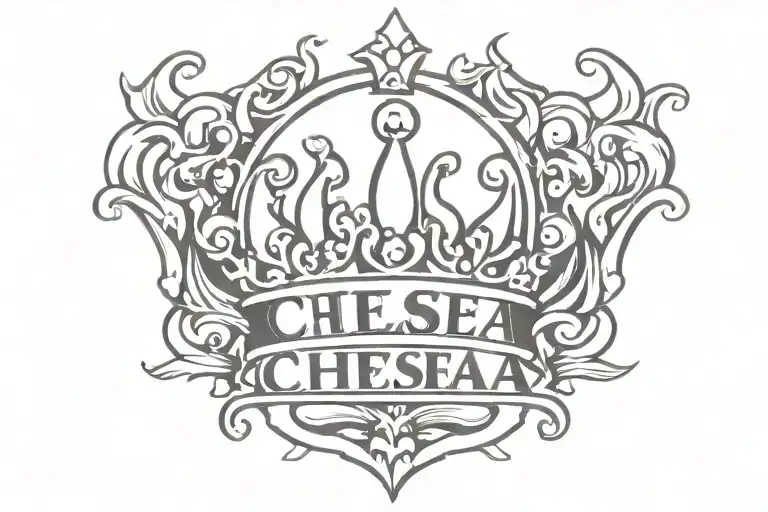 A Crown On Top Of The Name Chelsea In Graffiti Font