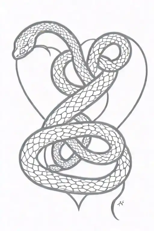 Heart With Snake Intertwined