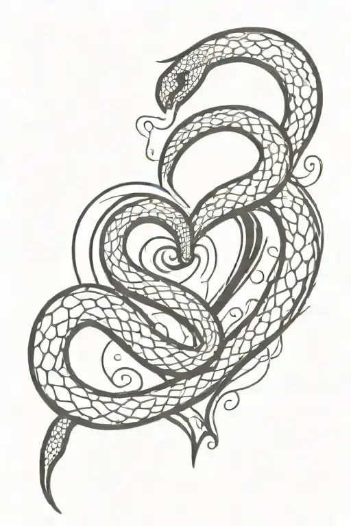 Heart With Snake Behind