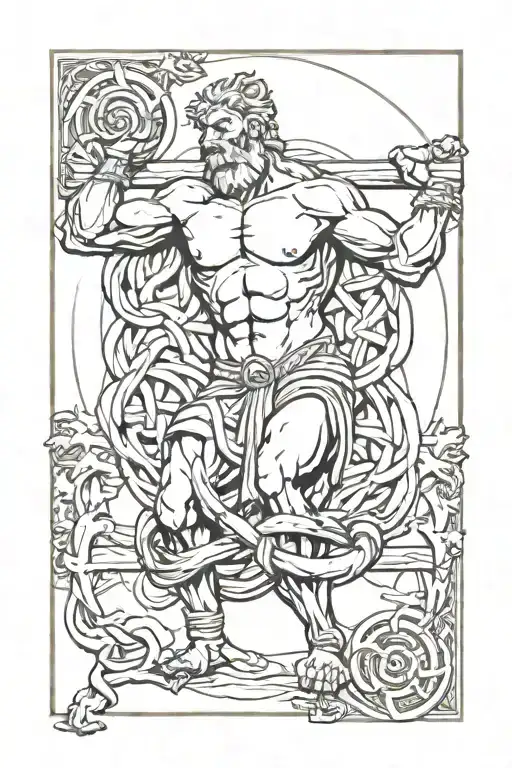 Atlas Showing His Strength With A Wisdom Knot Design Incorporating Elements