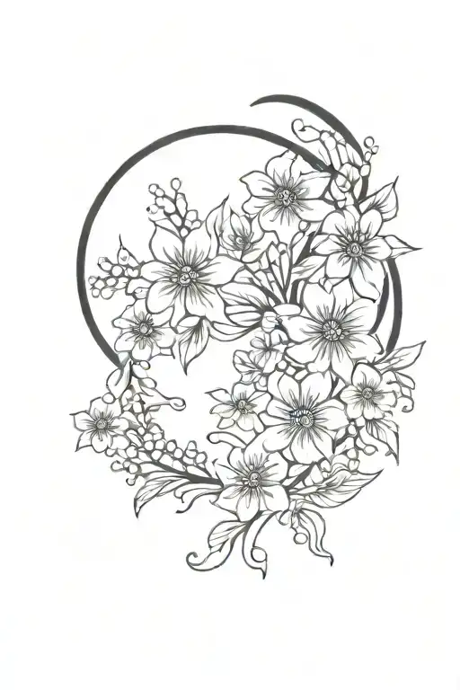 Crescent Moon With Flowers Add The Name Ayla Pace