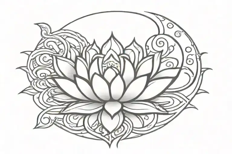 Om Moon Sun Lotus Flower