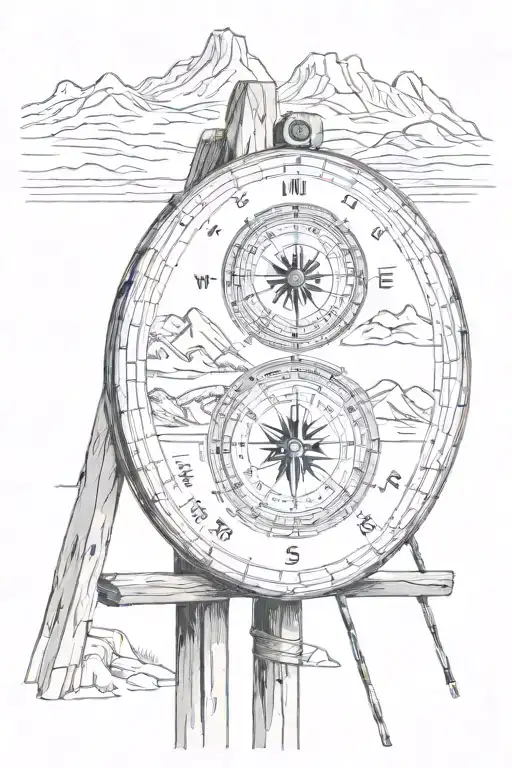 Footpath Sign Compass Mountains Reflected