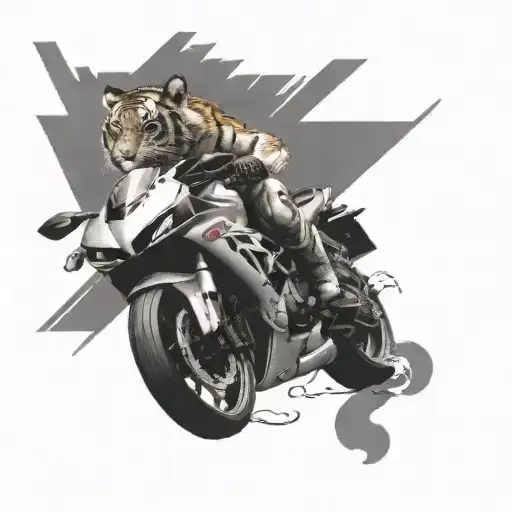 A Tiger Riding On A Yamaha R1