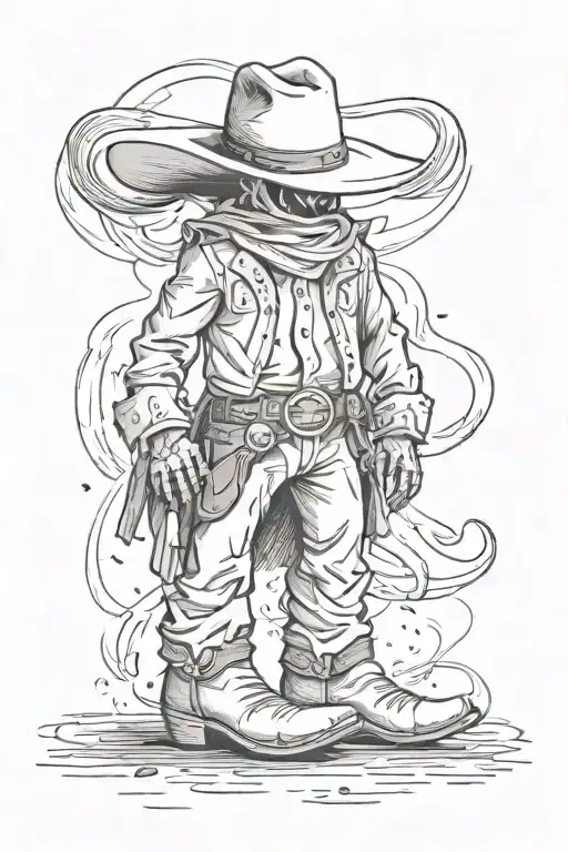 Ghost With Cowboy Boots And Hat Standing Tall