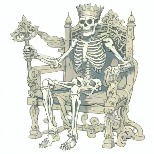 Skeleton King Sitting On Throne