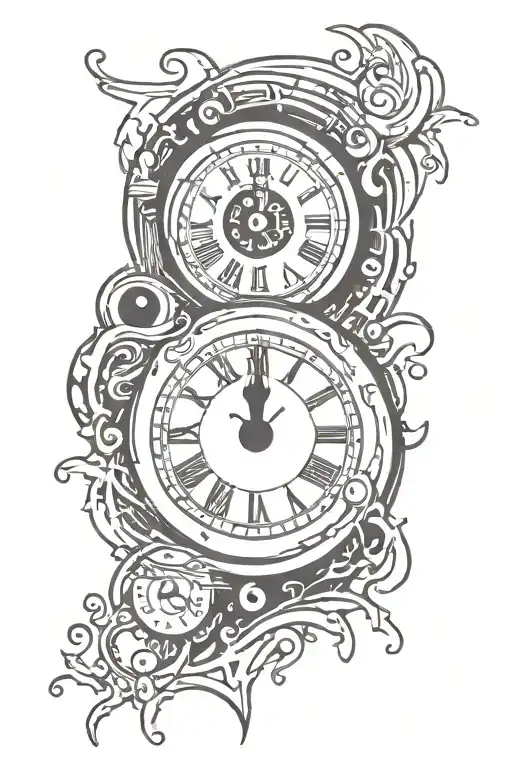 444 Number With Eyeball And Clock Embedded