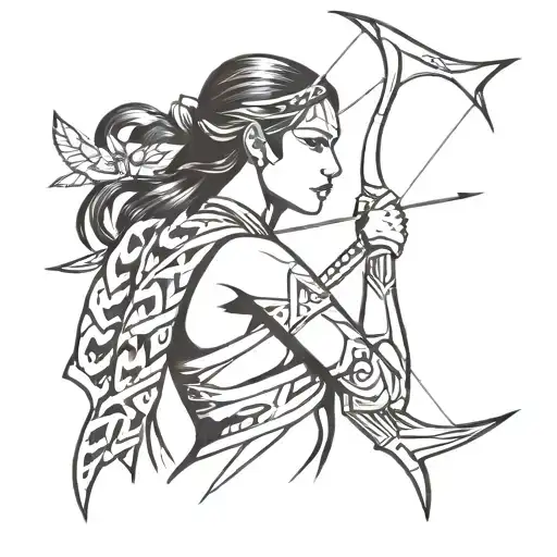 Amazon Warrior Woman And Her Bow