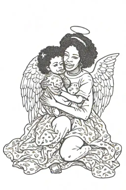 Tashanna 1973 With Wings Holding A Baby