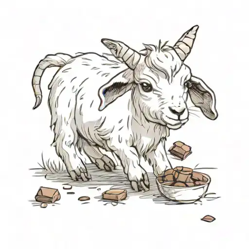 Little Goat Eating Chocolate