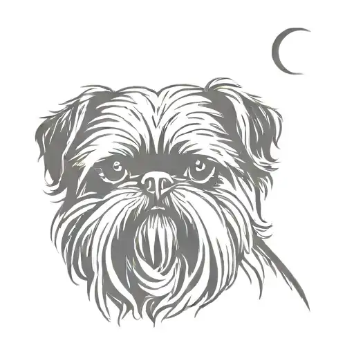 Brussels Griffon Dog Silouette With Long Beard Made Just De Face