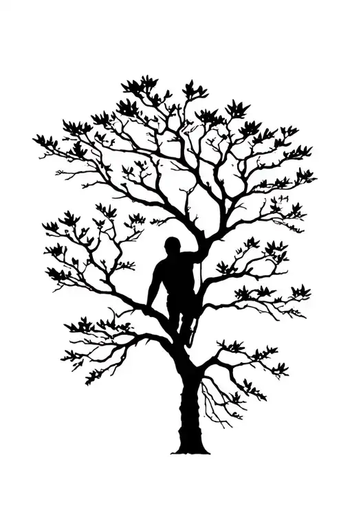 Guy Climbing Tree Silhouette