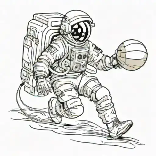 Astronaut Basketball Player Dribbling