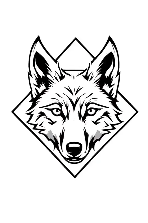 Wolf Face Design In A Diamond Shape