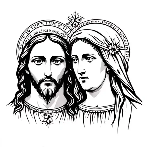 Faces Of Jesus Christ And The Virgin Mary