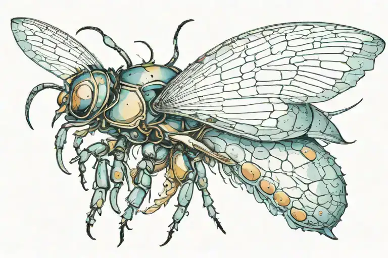 Side Profile Ocean Beetle With Wings