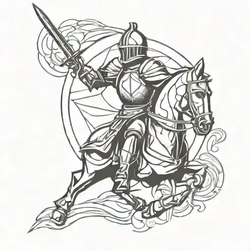Stunning Knight Holding Sun Symbol
