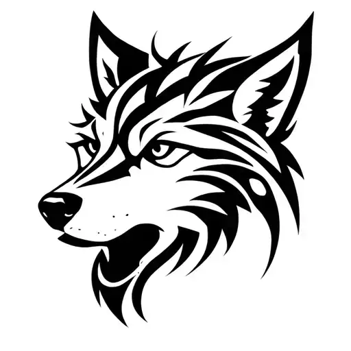 Tribal Wolf Face