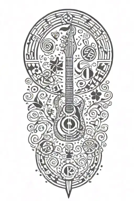 Music Peace Love Travel Inspired Tattoo Design