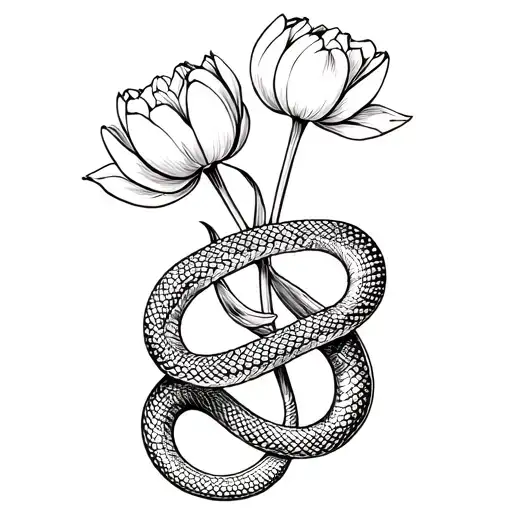 Cancer Constellation Tulips And Snake Wrapped Together