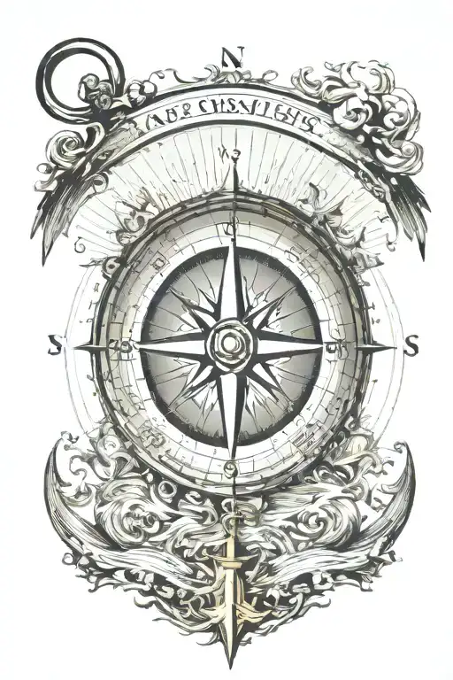 Compass With Sea Success Happiness