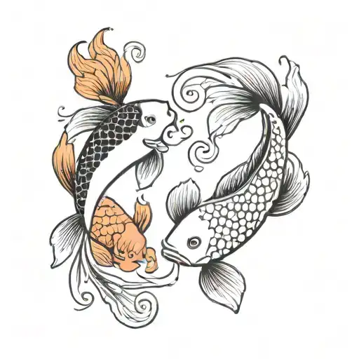 Picese Fish Yin Yang Koi Fish