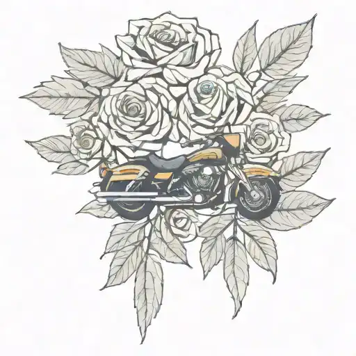 Olive Hazel Holly Leaves Rose Harley Davidson