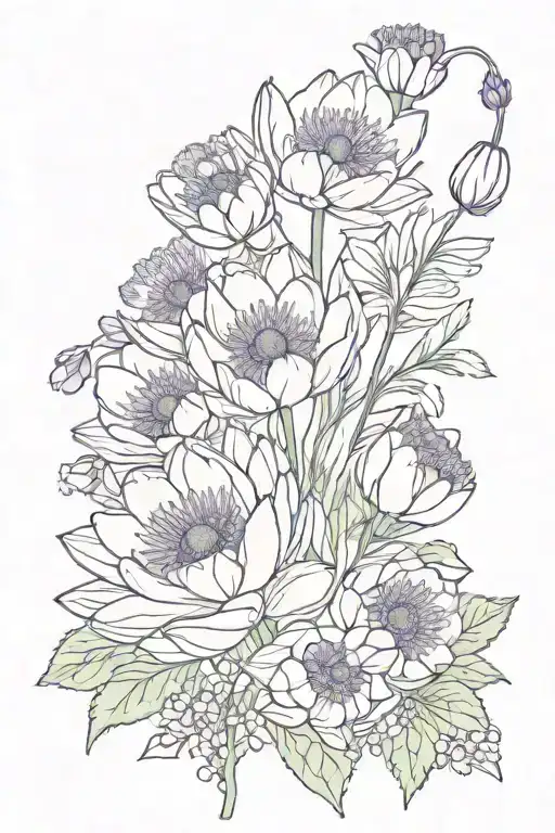 Water Lilly Poppy Violet Bouquet