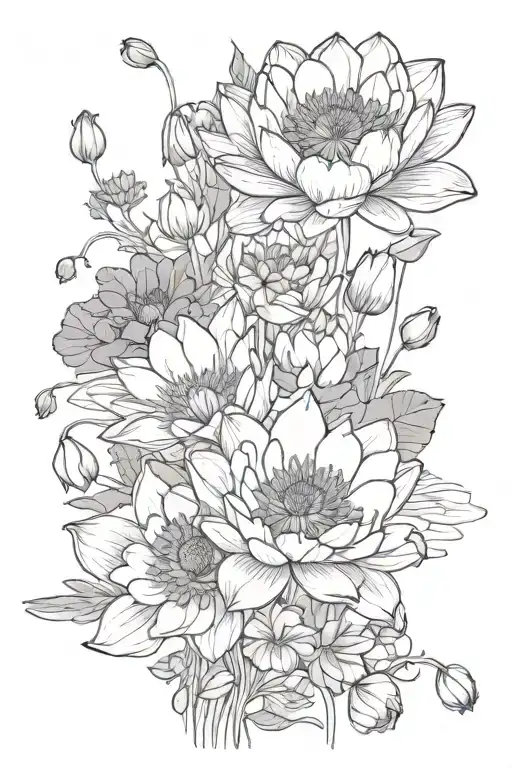 Water Lilly Poppy Violet Bouquet