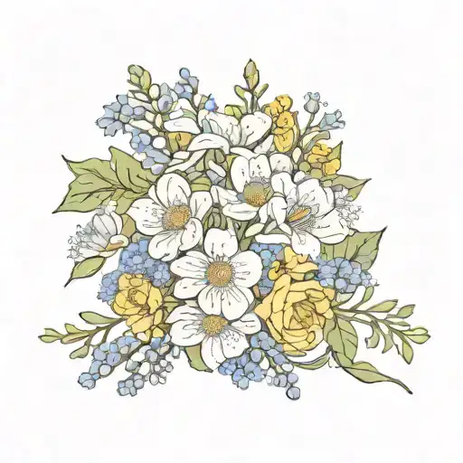 Family Birth Flower Bouquet Tied