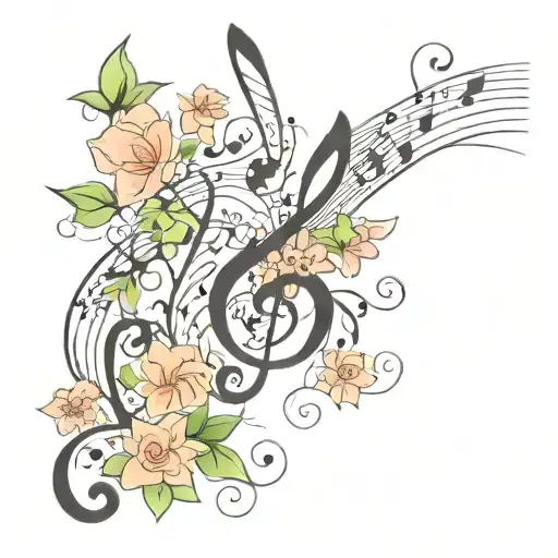 Music Notes With Flowers