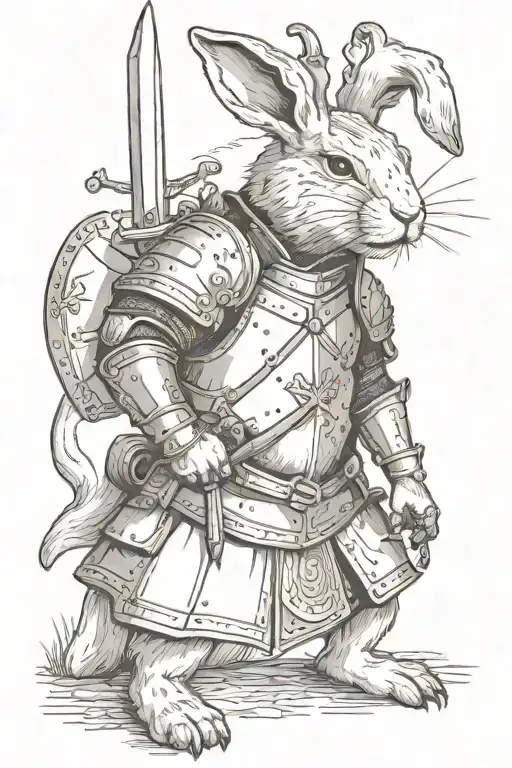 Rabbit In Medieval Armour Holding A Sword