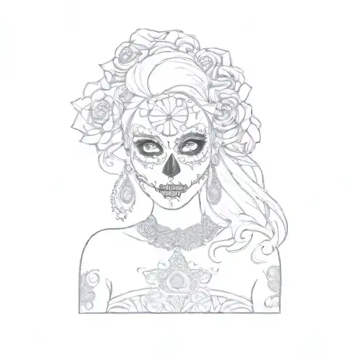 A Woman With Sugar Skull Makeup
