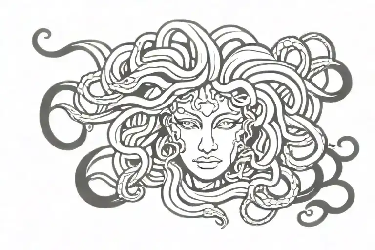 Medusa Face With Snake Hair