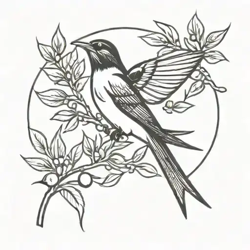 Swallow Bird Olive Branch Surrounded