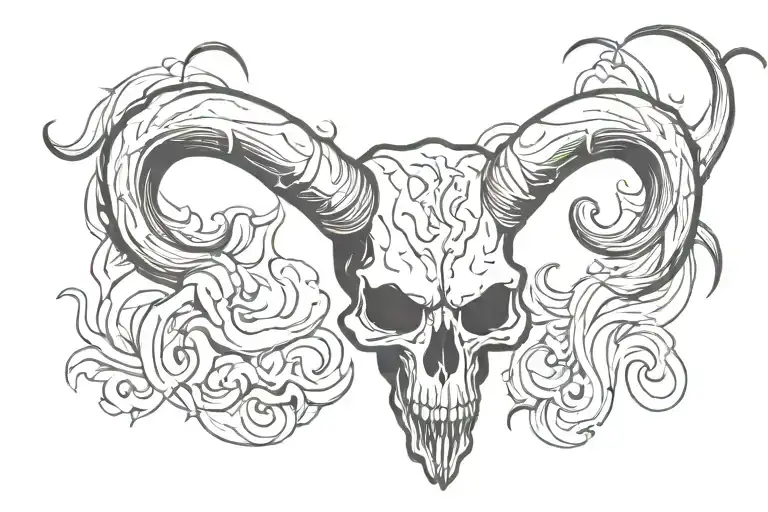 Baphomet Skull With Smoke